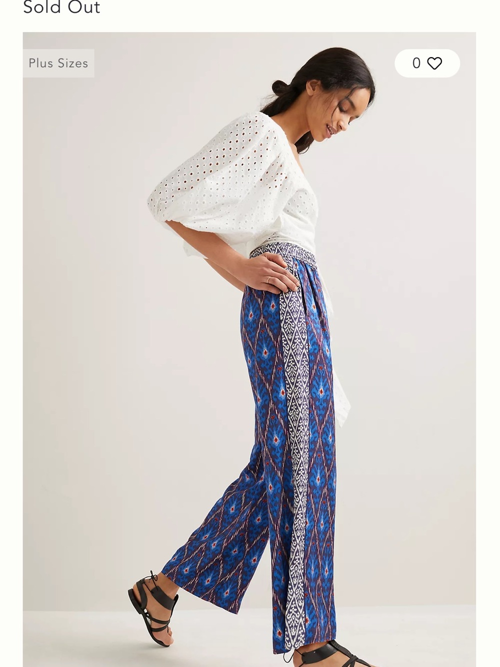 Anthropologie Vale Blue Patterned Wide-Leg Printed Pants